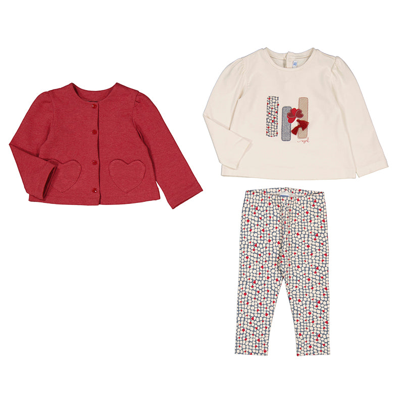 Mayoral AW24 3 Piece Tracksuit 2709 Tomato Baby Girl