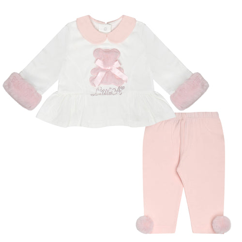 Little A AW24 Faux Fur Bear Legging Set Gracie 308 Snow White