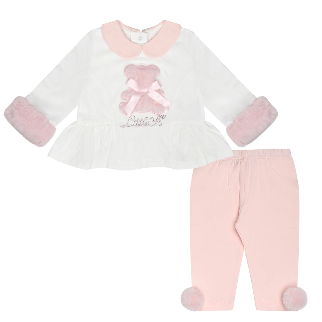 Little A AW24 Faux Fur Bear Legging Set Gracie 308 Snow White