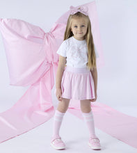 Load image into Gallery viewer, ADee SS26 Rose Skort Set with Diamonte Bow artwork 506 Bright White