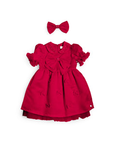 Caramelo Kids AW25 Bow Party Dress 0321243 Red