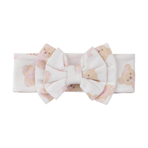 Little A AW24 Bear Print Headband Glory 314 Snow White