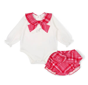 Little A AW25 Check Jam Pant Set Red 405 Katy