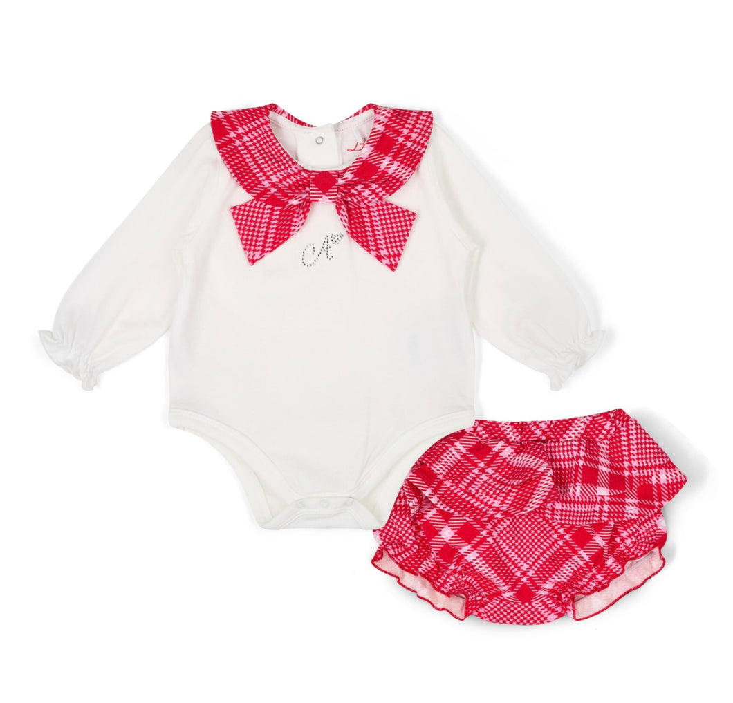 Little A AW25 Check Jam Pant Set Red 405 Katy
