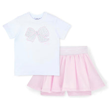 Load image into Gallery viewer, ADee SS26 Rose Skort Set with Diamonte Bow artwork 506 Bright White