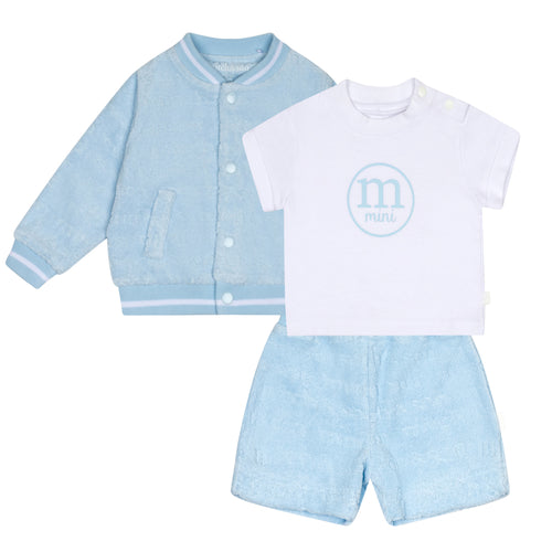 Mini Mitch & Son SS24 Terry sweatshirt & short set 003 Sebastian Sky Blue