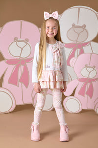 ADee AW24 Teddy PrintBow Legging Set Summer 513 Pink