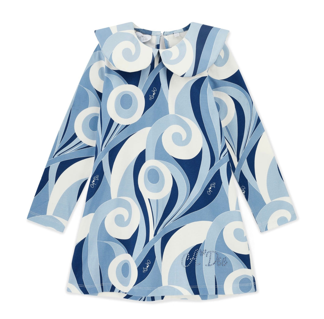 ADee AW25 Swirll Print Jersey Dress 721 Nora Powder Blue