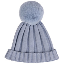 Load image into Gallery viewer, ADee AW24 Knitted Lurex Pom Pom Hat 908 Paola Iced Blue