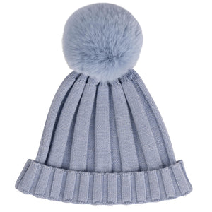 ADee AW24 Knitted Lurex Pom Pom Hat 908 Paola Iced Blue