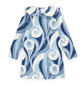 ADee AW25 Swirll Print Jersey Dress 721 Nora Powder Blue