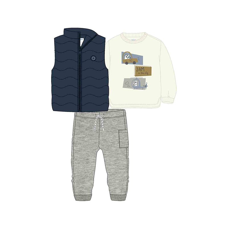 Mayoral AW24 3 Piece Tracksuit with gilet 2640 Navy Baby Boy