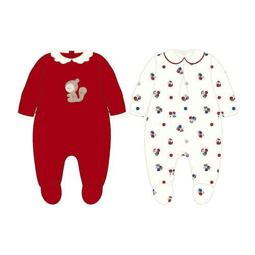 Mayoral AW24 Newborn Collection 2 Pack Bodysuit Set Red 2777