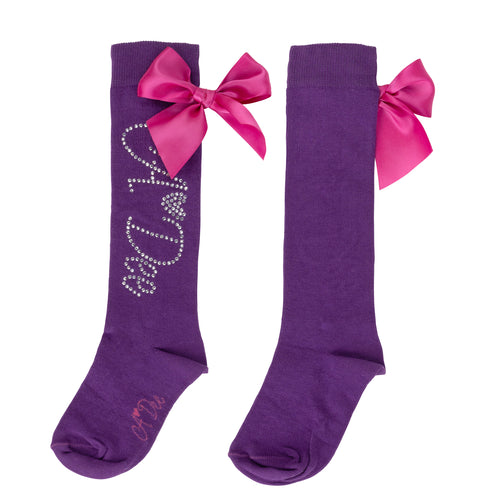 ADee AW24 Diamonte Knee High Socks 929 Tate Bold Purple