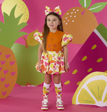 Load image into Gallery viewer, ADee SS26 Tia Tutti Frutti Print Skirt Set 523 Bright Orange