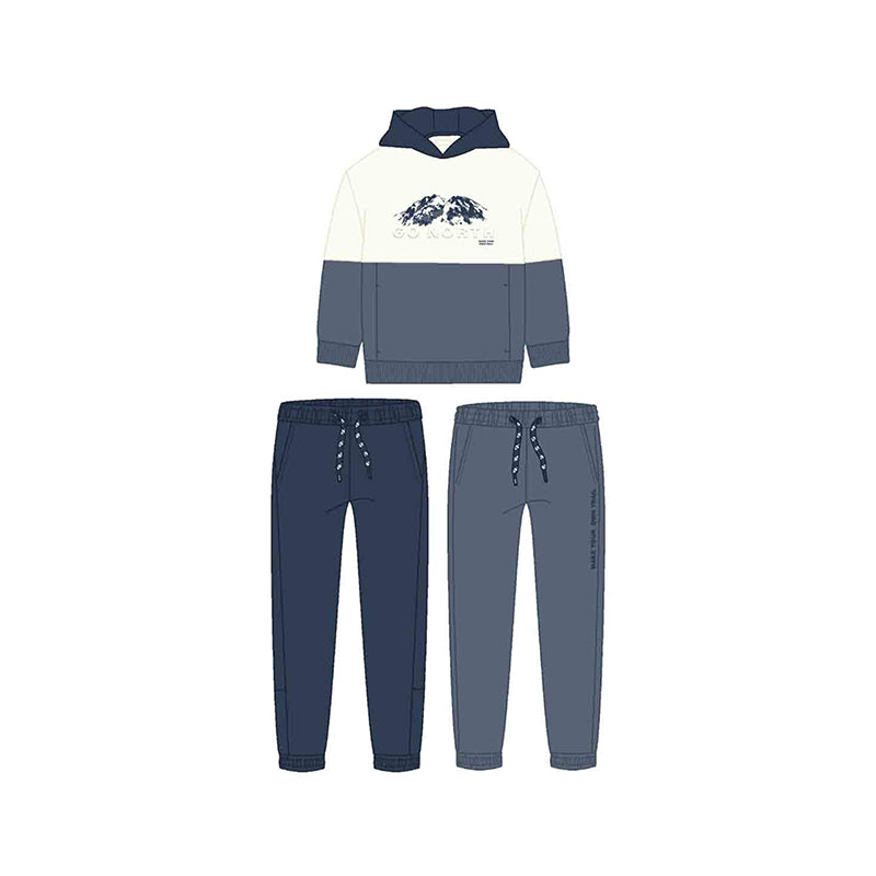 Mayoral AW25 Mini Boy Pullover 3 Piece Tracksuit Set 4804 Steel