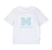 Load image into Gallery viewer, Mitch &amp; Son SS26 Oake T-Shirt with riased rubber logo artwork Bright White 115