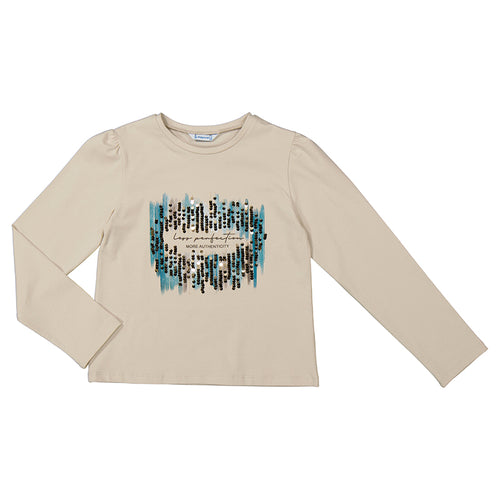 Mayoral AW24 Long Sleeve T-Shirt 7003 Stone Junior Girl