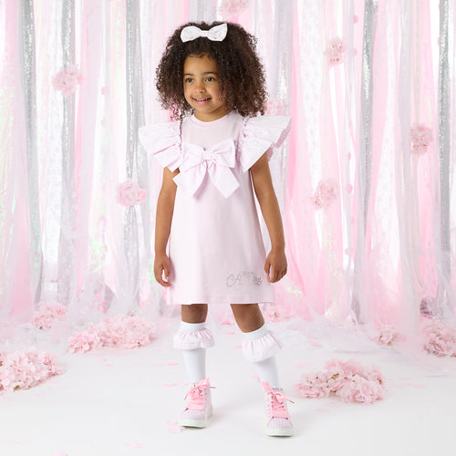 ADee SS25 Sweat Dress with Large Bow Detail 704 Pink Blossom Cali