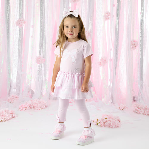 ADee SS25 Seersucker Frill Legging Set Cecelia 508 Pink Blossom