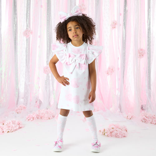 ADee SS25 Sweat Dress with Large Bow Detail 704 Bright White Cali