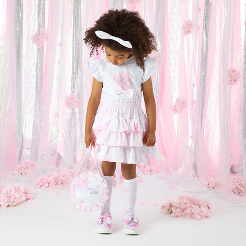 ADee SS25 Hydrangea Frill Skirt Set Casey 501 Bright White