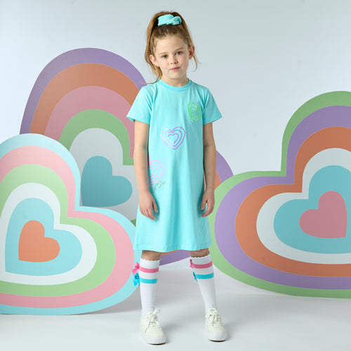 ADee SS25 Heart T-Shirt Dress Evangeline 713 Turquoise