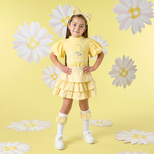 Adee SS25 Seersucker Handbag Skirt Set 515 Dolores Sweet Lemon