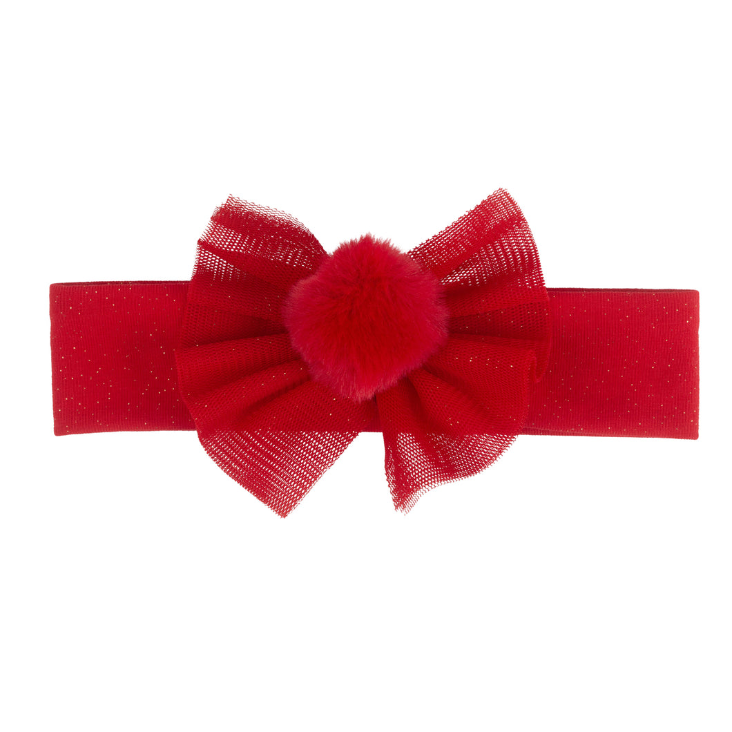 Little A AW24 Pom Pom Print Headband Hallie 416 Red