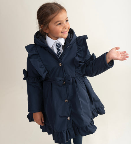 Caramelo AW25 Back To School Skirted Coat with Frill Detail 342341 Navy
