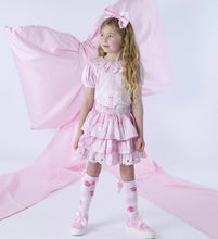 Load image into Gallery viewer, ADee SS26  Riri 501 Bow Print Skirt Set with Broderie Anglaise Detail  Pink Blossom