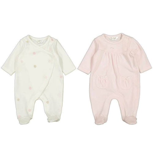 Mayoral AW25 2 Pack Velour Onesies 2706 Baby Rose