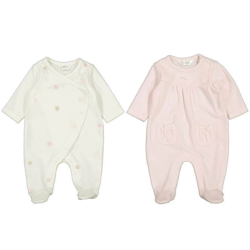 Mayoral AW25 2 Pack Velour Onesies 2706 Baby Rose