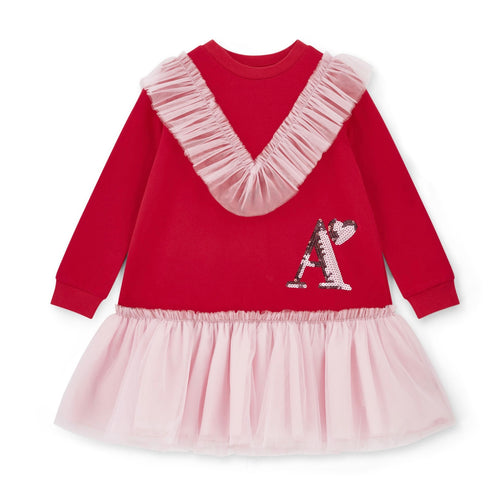 ADee AW25 Heart Tulle Dress 702 Red Lacey Red