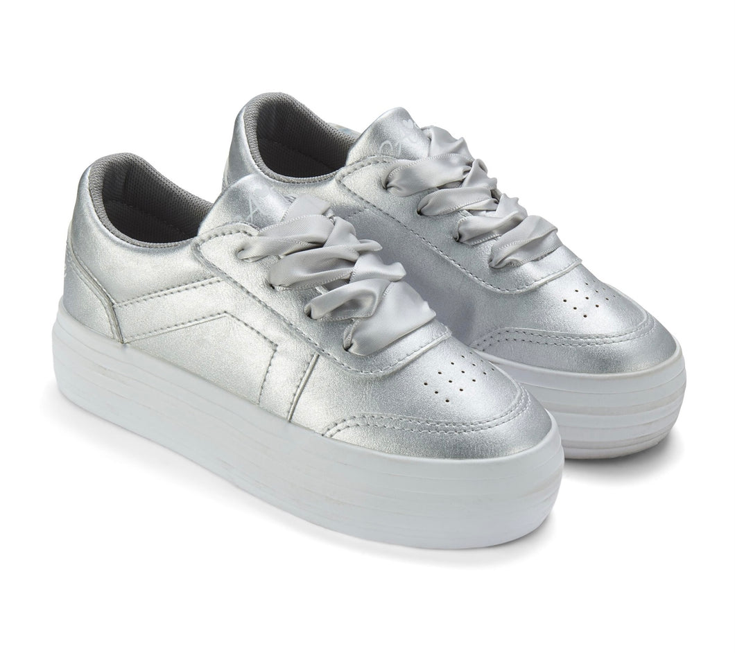 ADee AW25 Platform Trainer with Ribbon Laces 101 Patty Silver