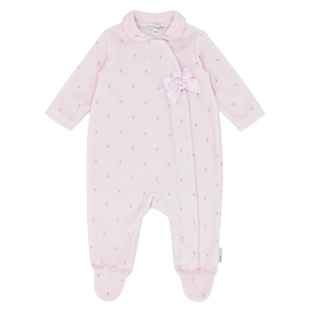 Blues Baby Girls Baby Pink Velour All In One BB1425