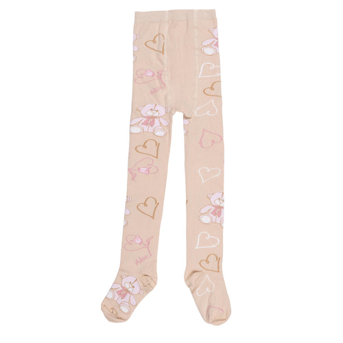 ADee AW24 Teddy Print Tights 919 Serenity Beige