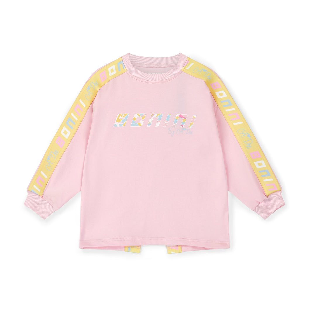 Bonini by ADee SS25 Logo Sweatshirt with Tape Detail Fairy Pink 108