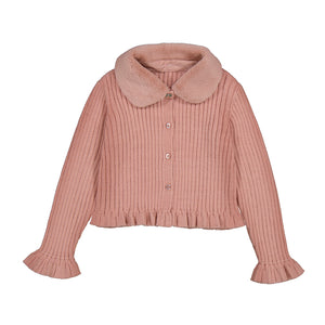 Mayoral AW25 Mini Girls Faux Fur Collar Cardigan 4311 Makeup