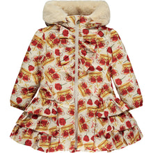 Load image into Gallery viewer, ADee AW23 Faux Fur Hooded Crown Print Coat - Cara - 206