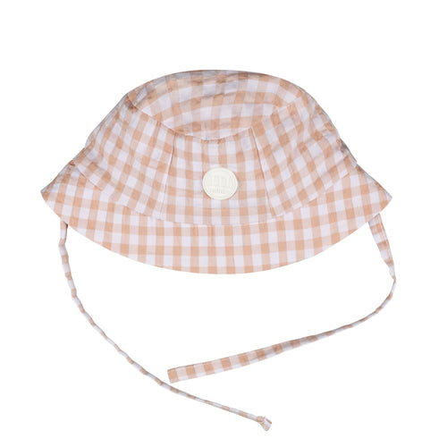 Mini Mitch & Son SS24 Gingham hat Sand 010 Sawter