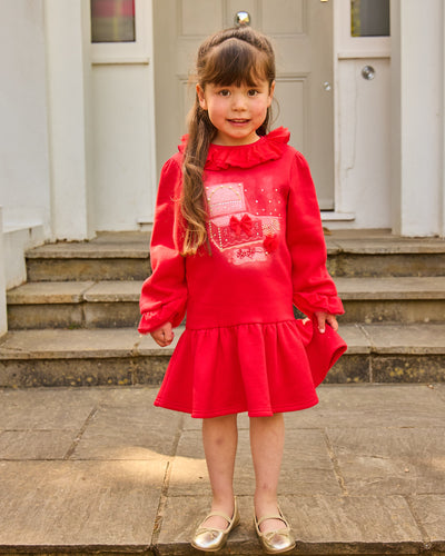 Caramelo Kids AW25 Jewellery Box Sweat Dress Red 3421118
