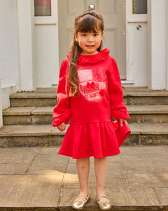 Caramelo Kids AW25 Jewellery Box Sweat Dress Red 3421118