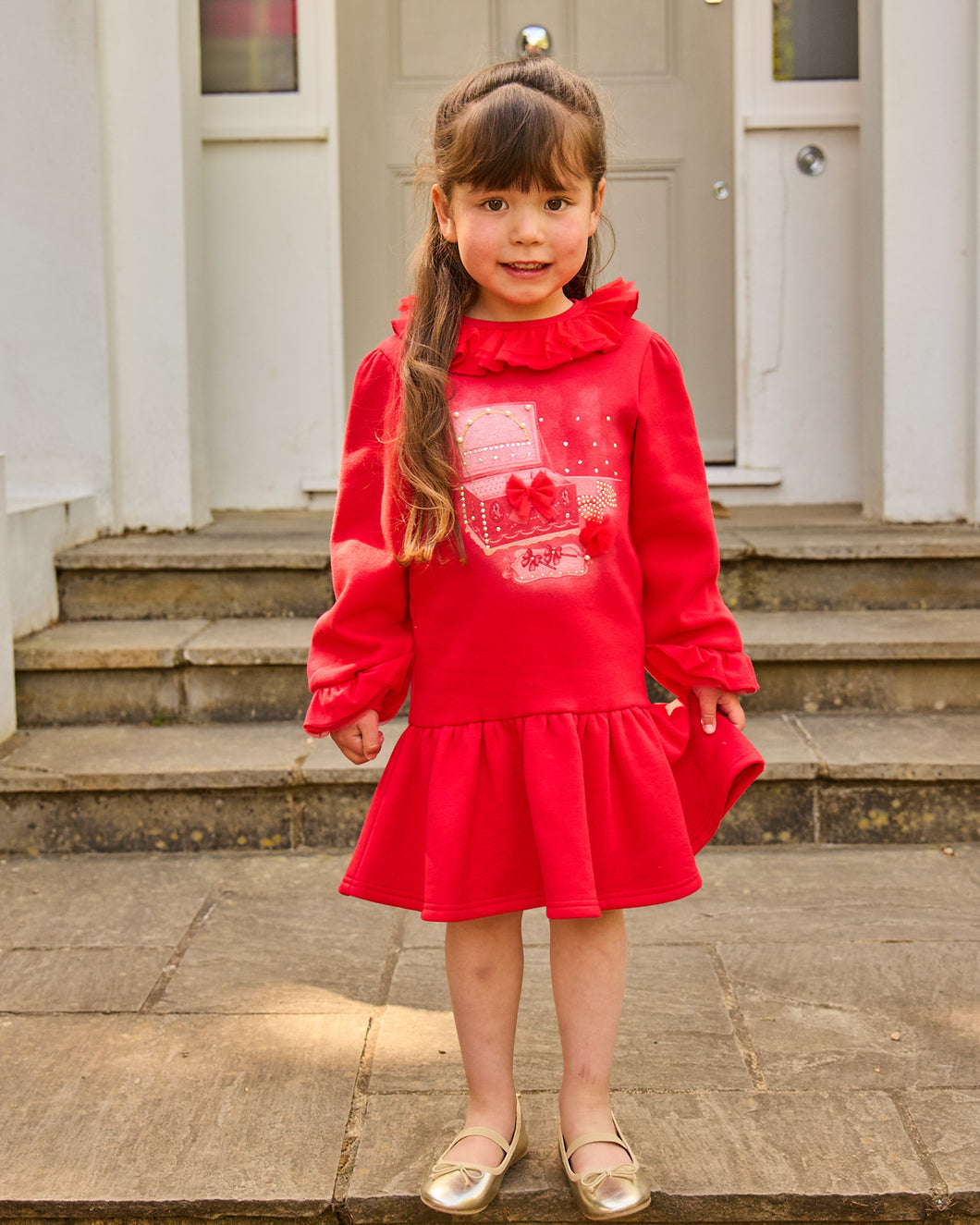 Caramelo Kids AW25 Jewellery Box Sweat Dress Red 3421118
