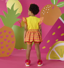Load image into Gallery viewer, ADee SS26 Tiffany Zig Zag Print Poly Skort Set 526 Warm Yellow 526