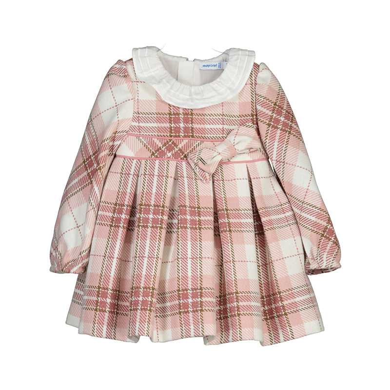 Mayoral AW24  Plaid Dress 2903 Blush Baby Girl