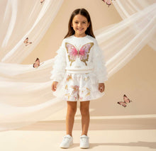 Load image into Gallery viewer, Daga SS26 Twinkle Flight Applique &amp; Tulle Sweater &amp; Tulle Ruffles Shorts Set X 2 - White Beige
