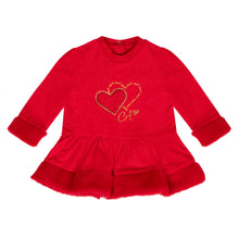 Load image into Gallery viewer, Little A AW24 Heart Faux Fur Dress Harmony 406 Red