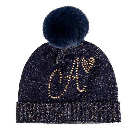 ADee AW24 Knitted POM POM Hat Rani 918 Dark NAVY