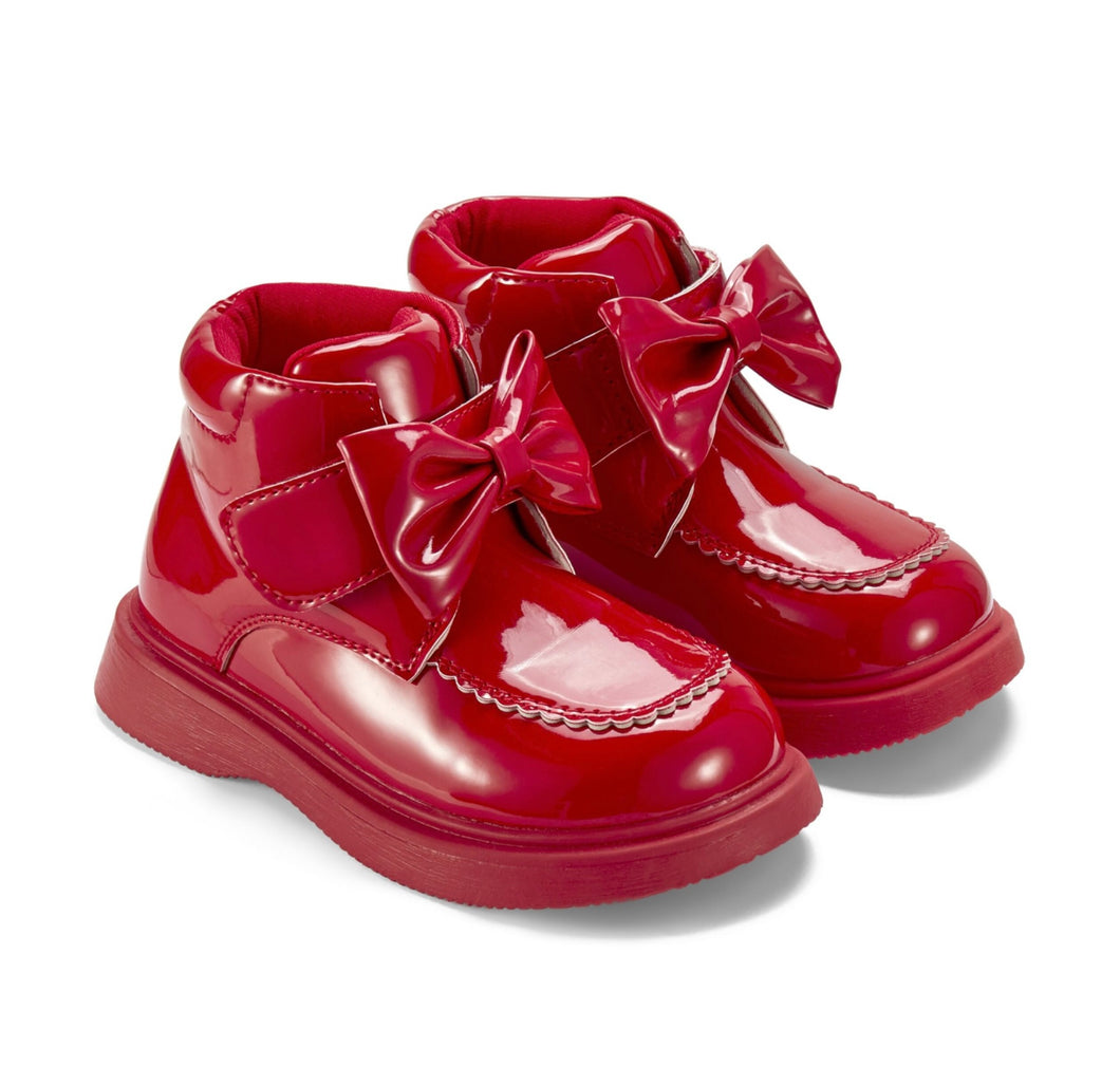 Little A AW25 Bow Boot with Velcro Strap 502  Bowe Red